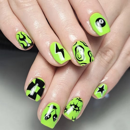Artistic Graphic Press-On Nails Bowlift