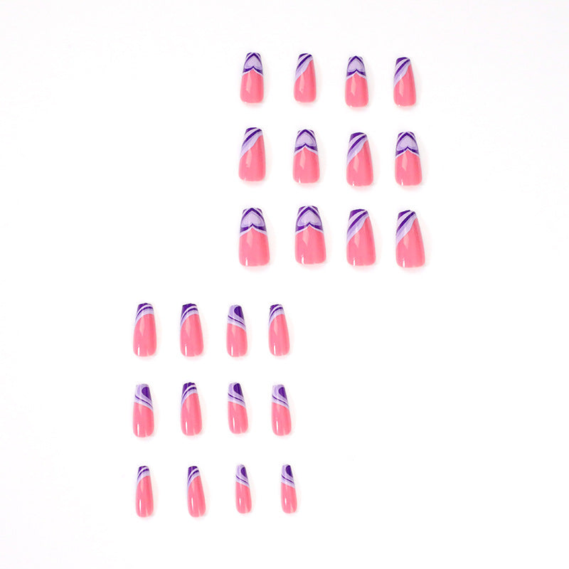 Artistic acrylic nails with creative heart and wave patterns Bowlift
