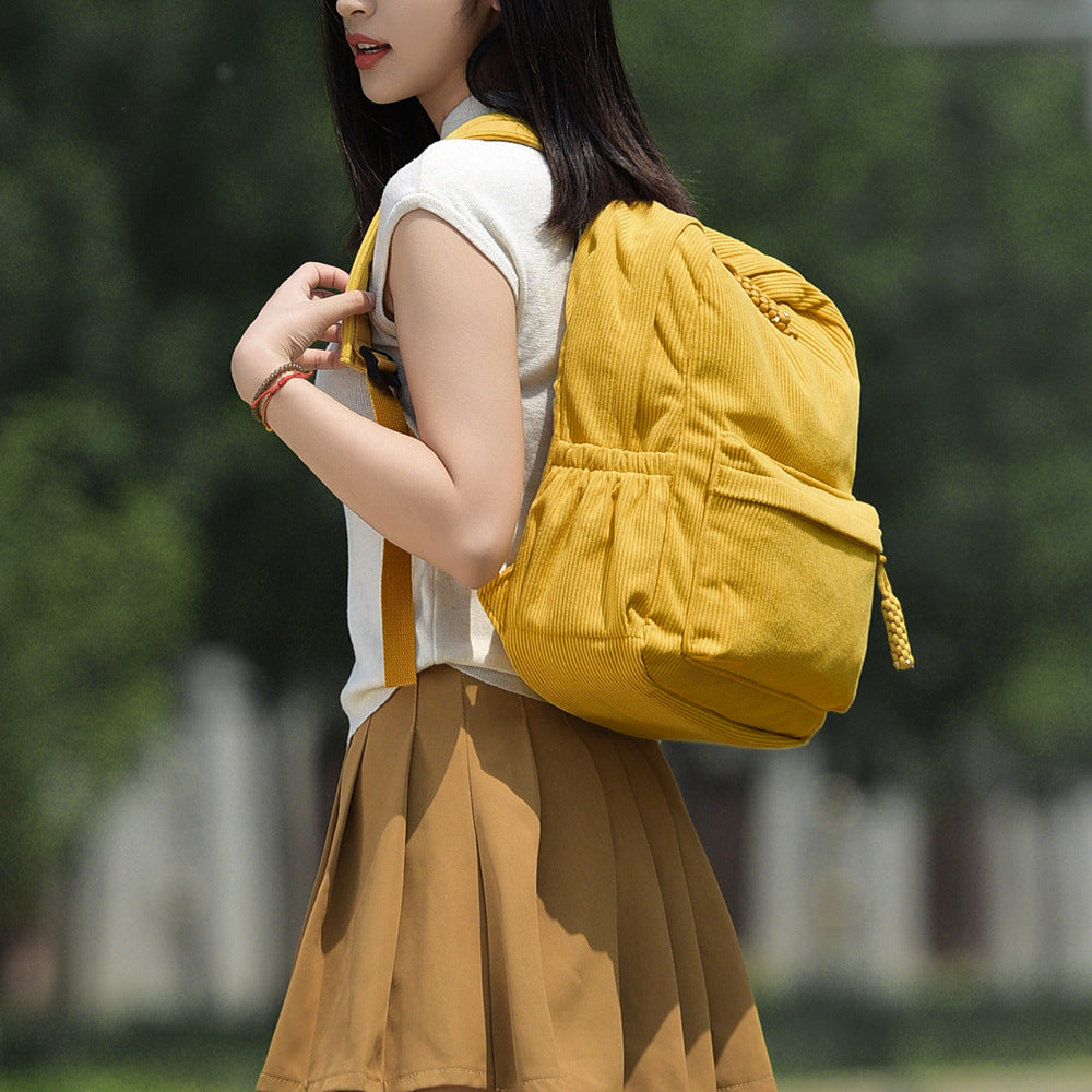 Casual Corduroy Backpack Bowlift