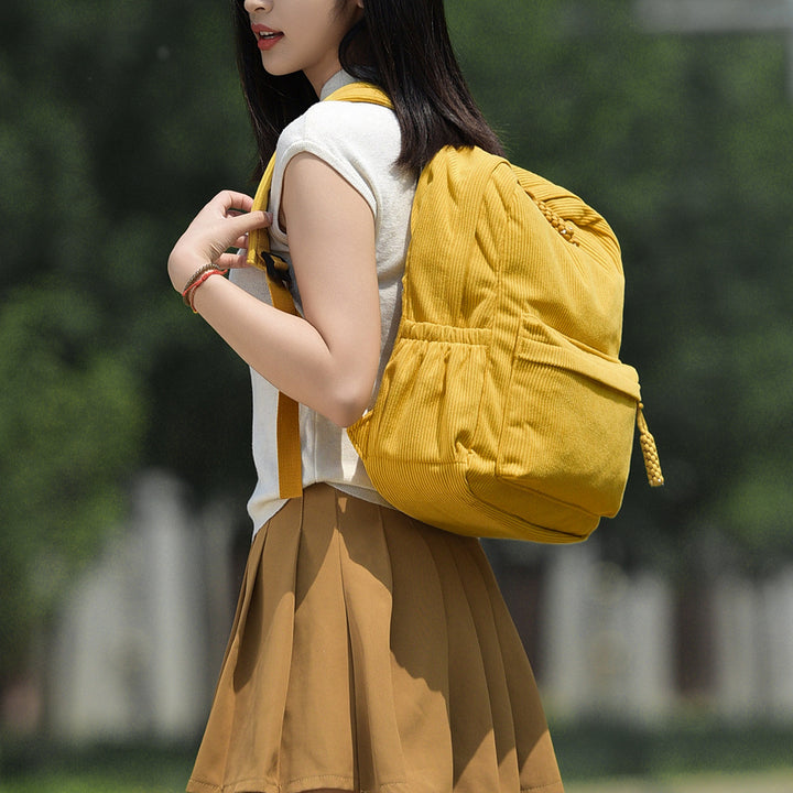 Casual Corduroy Backpack Bowlift