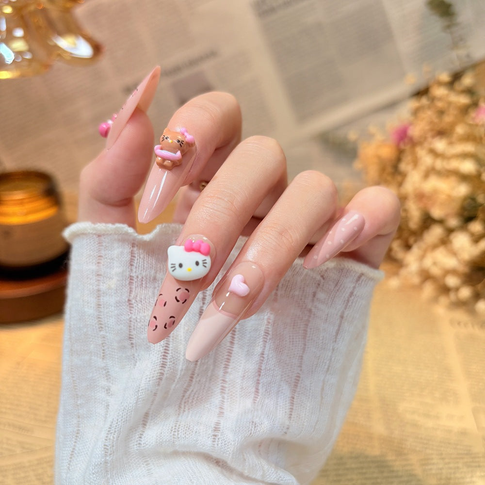 Decorative Press-On Nail Art Set with Cute Bow Accents Bowlift
