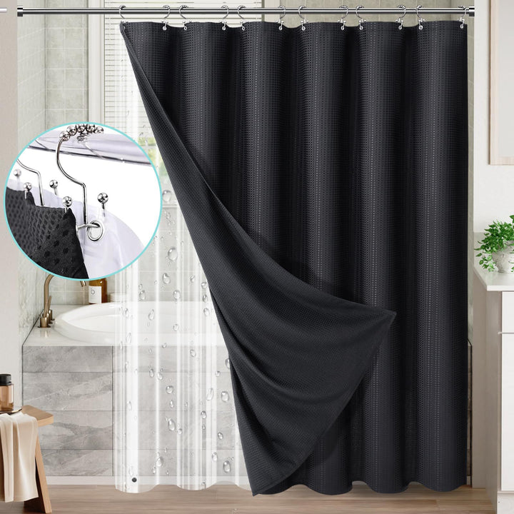 Textured Waterproof Shower Curtain Bowlift