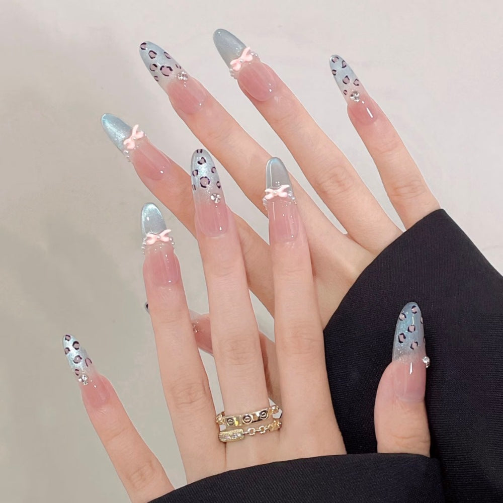 Elegant Stiletto Press-On Nail Art Set with Floral Accents Bowlift