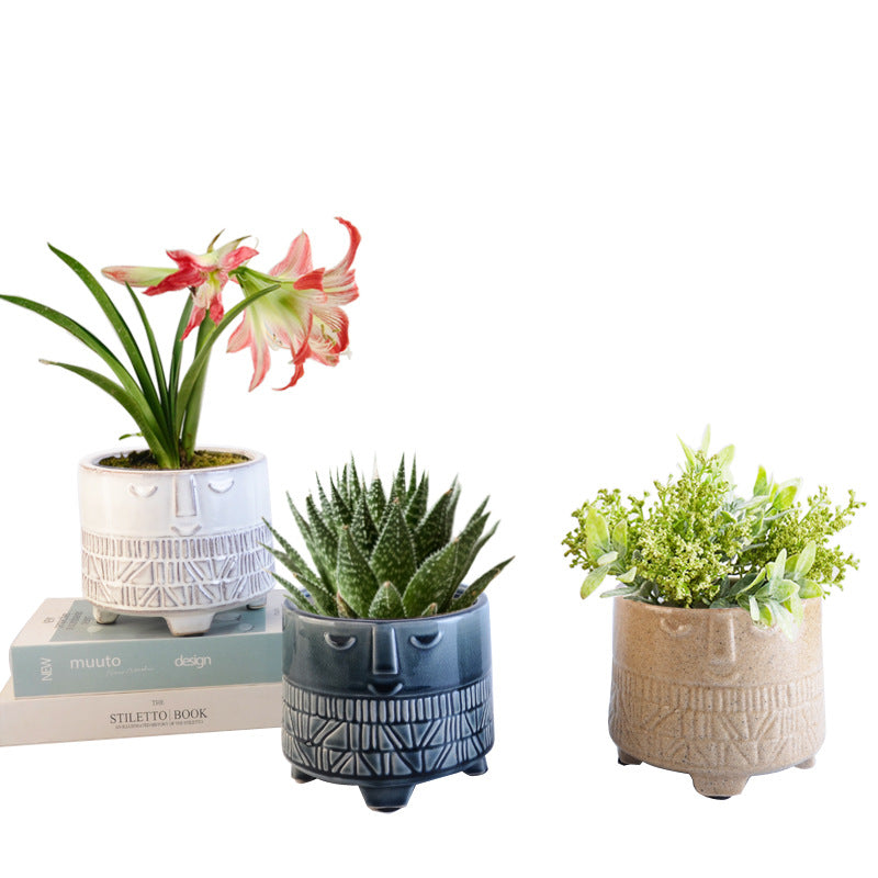 Decorative plant pot with facial features Bowlift