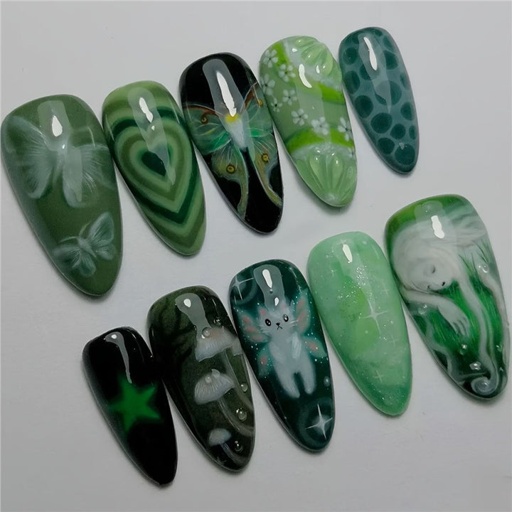 Artistic Cartoon-Themed Press-On Nail Art Set Bowlift