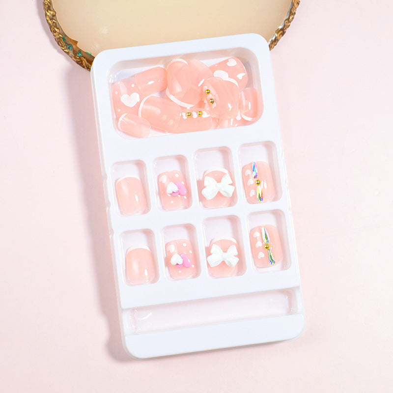 Decorative Press-On Nail Art Set with Bow Accents Bowlift