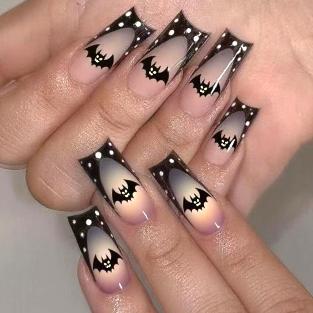 Gothic Bat-Themed Press-On Nails Bowlift