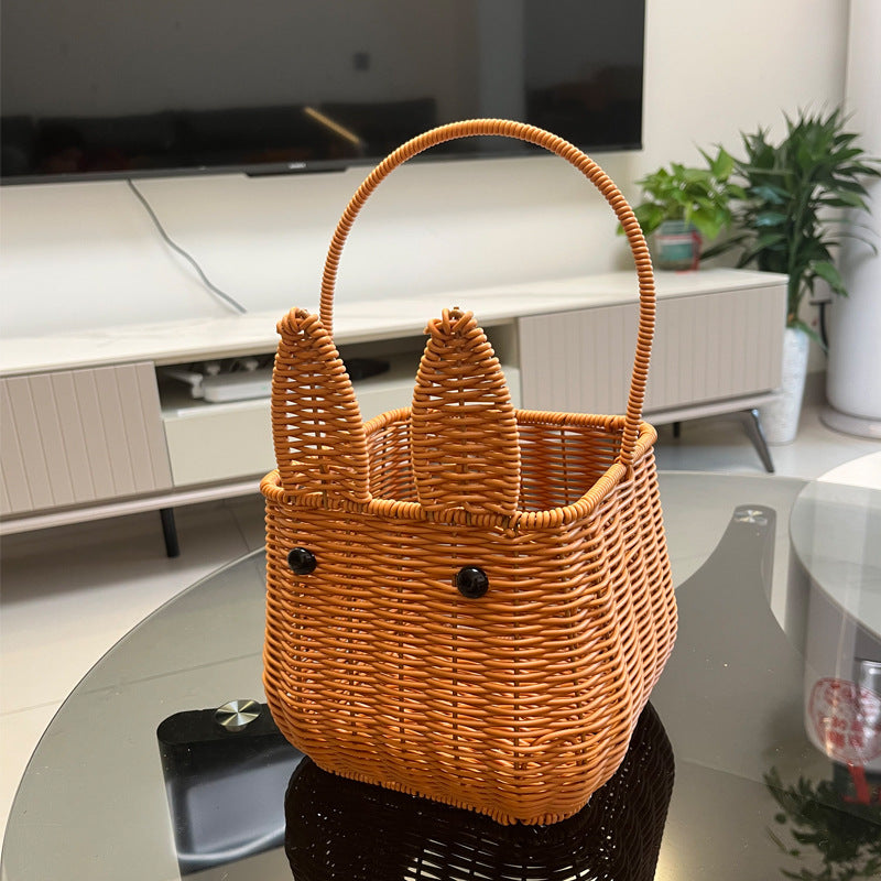 Bunny-Shaped Decorative Woven Storage Basket Bowlift