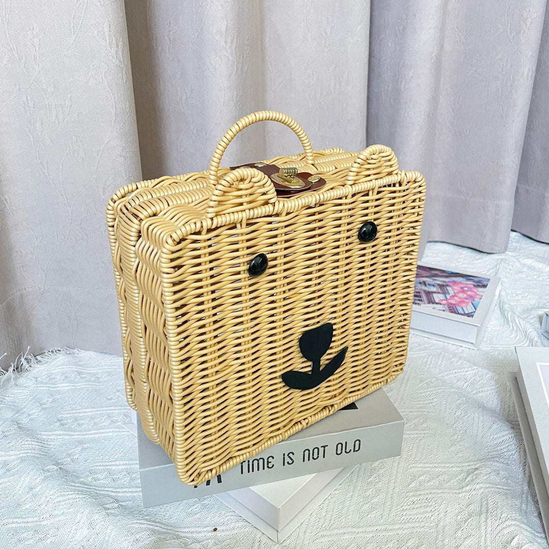 Women Handmade Basket Bag in Bear Design Bowlift