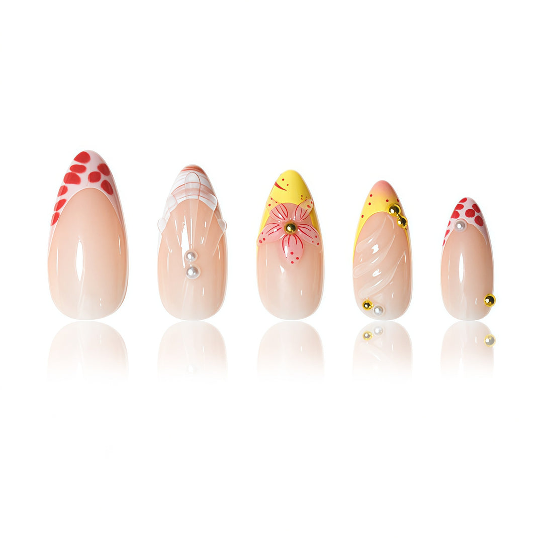 Floral-Embellished Press-On Nail Extensions Bowlift