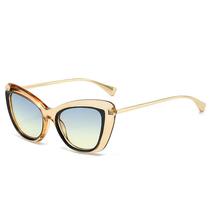 Ladies Cat-Eye Sunglasses with Elegant Metal Frame Bowlift