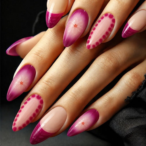 Elegant Artificial Nails with Floral Patterns Bowlift