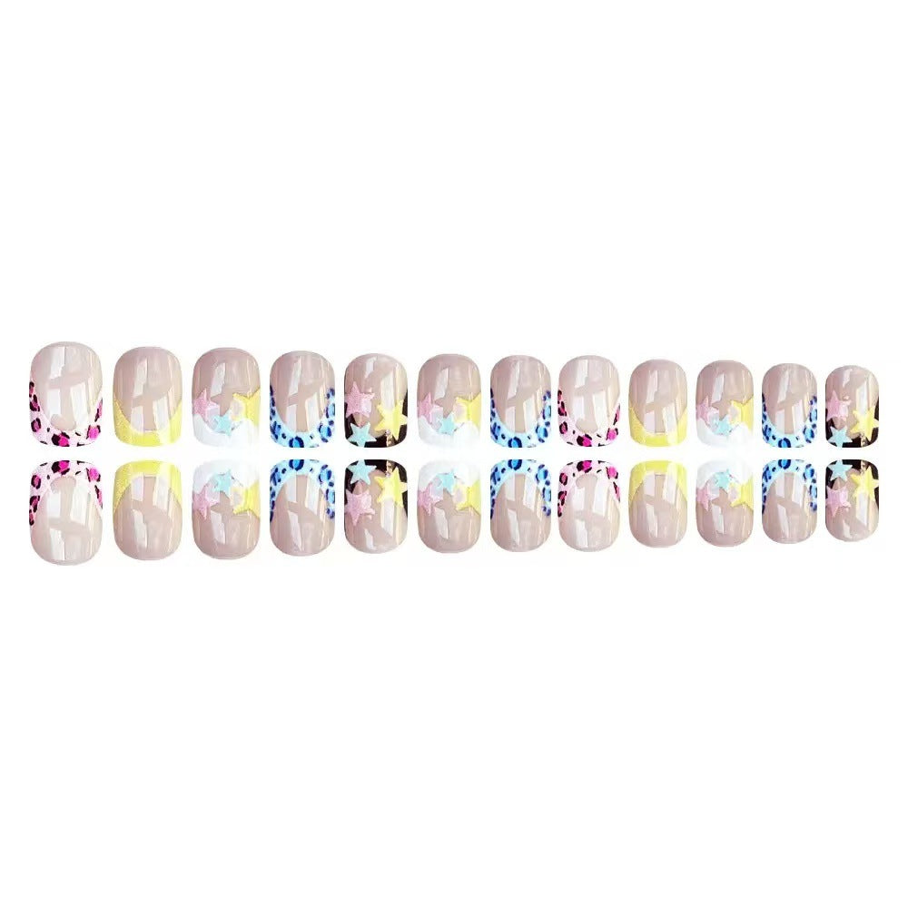 Acrylic nail set with colorful star motifs and modern accents Bowlift