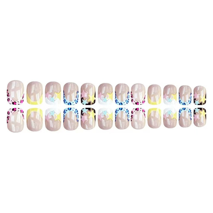 Acrylic nail set with colorful star motifs and modern accents Bowlift