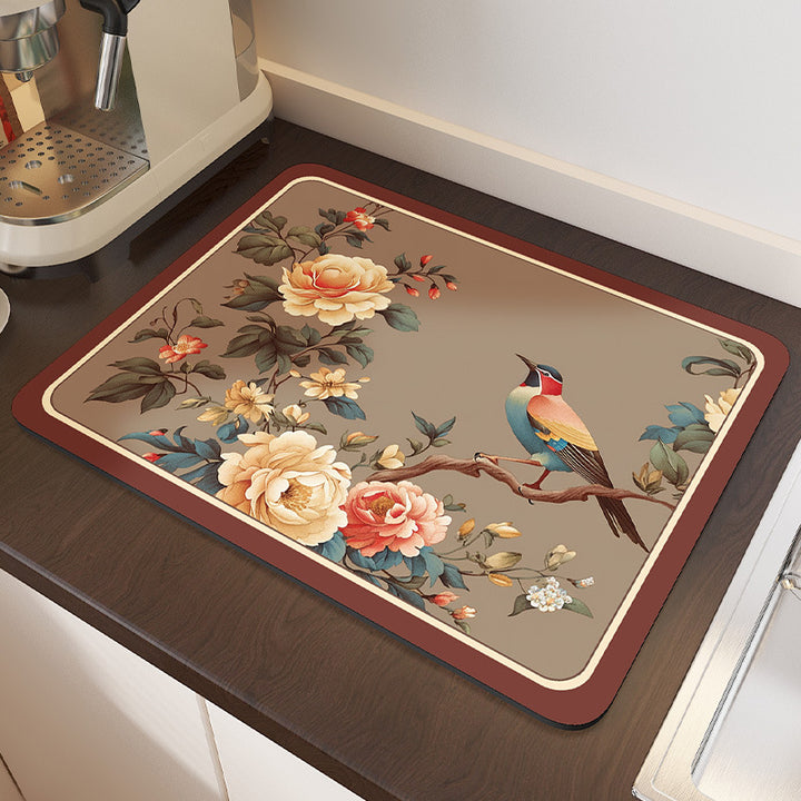Vintage Floral Design Kitchen Comfort Mat Bowlift