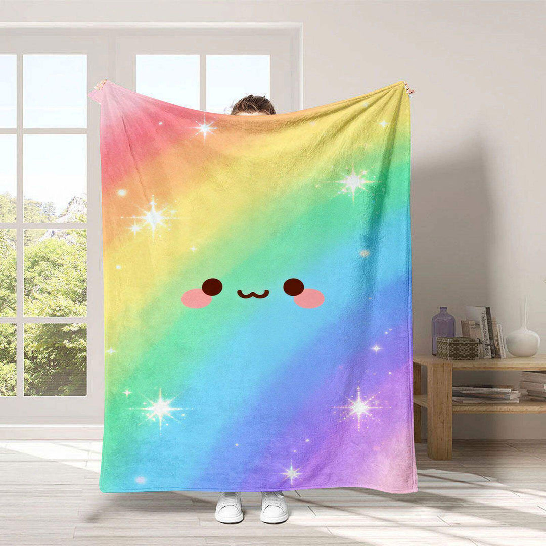 Cozy Rainbow-Themed Fleece Throw Blanket