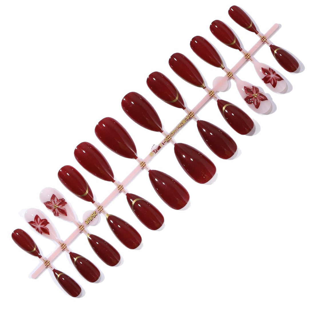 Elegant Floral Accent Stiletto Nail Art Extensions Bowlift