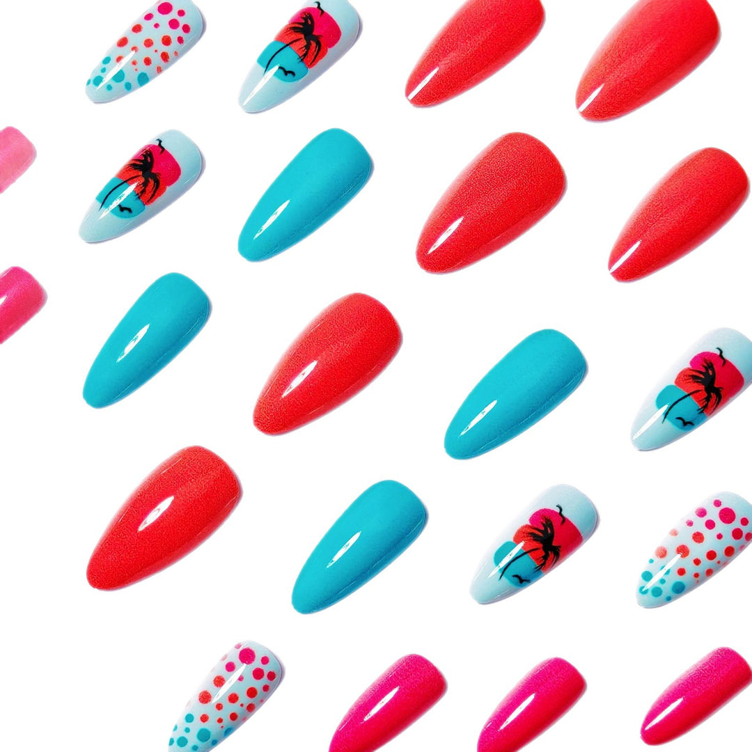Artificial nails with Lively Tropical motif Bowlift