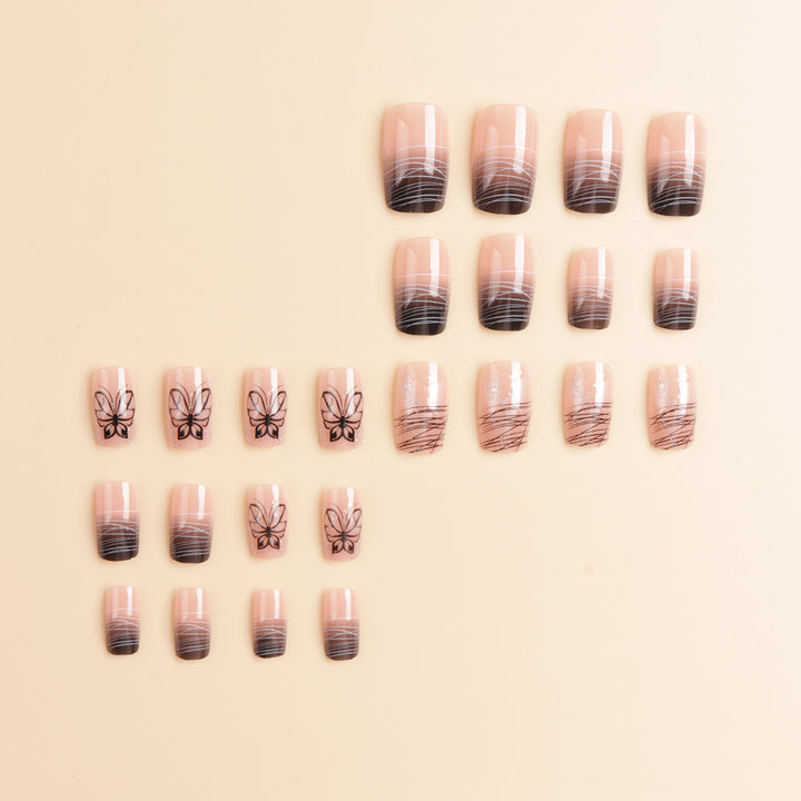 Elegant Butterfly-Themed Press-On Nail Art Bowlift