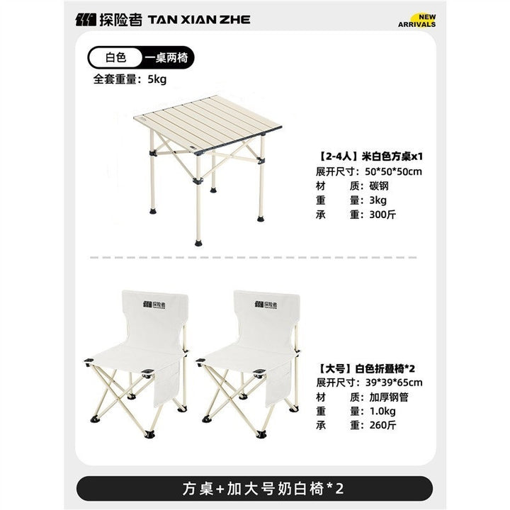 Folding Camping Table With Two Additional Chairs Bowlift