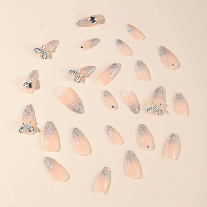 Glittering Rhinestone Accent Nail Art Extensions Bowlift