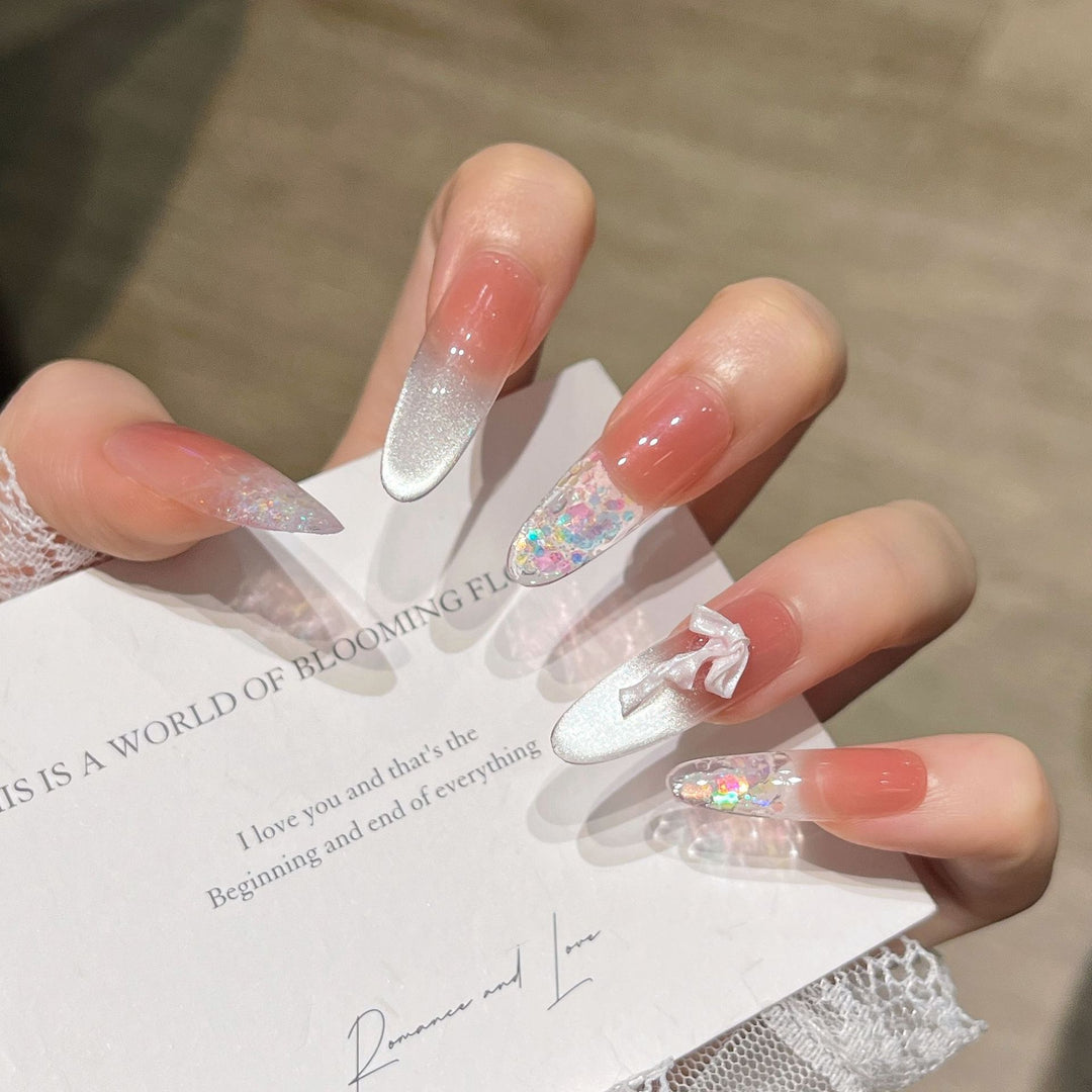 Elegant Glittering Press-On Nail Art Bowlift