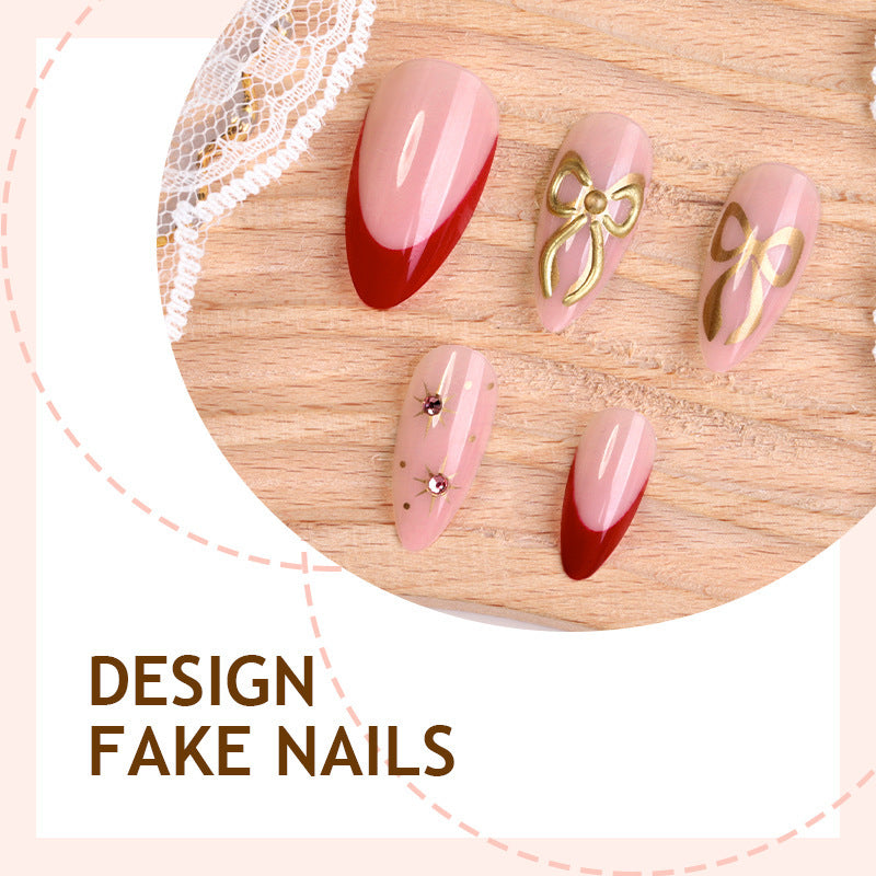 Designer Artificial Nail Set with Elegant Lace Design Bowlift