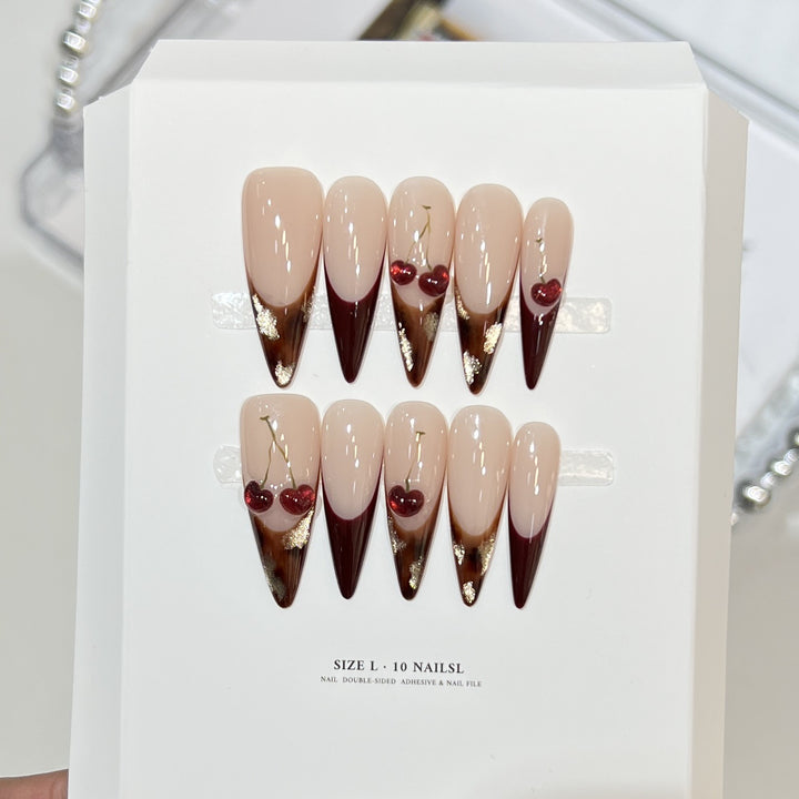 Artistic Floral Design Stiletto Press-On Nail Set Bowlift