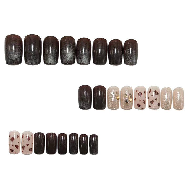 Artificial nails with elegant glitter and leopard pattern Bowlift