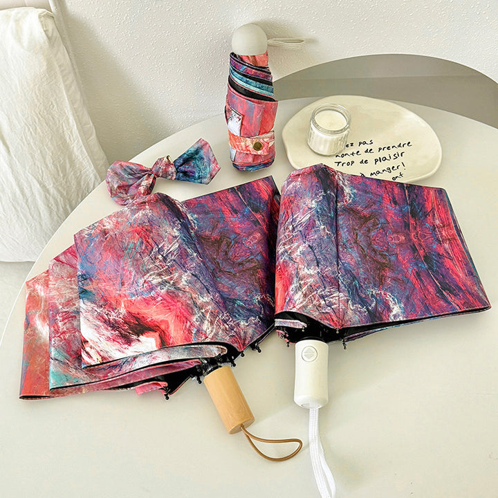 Women's Folding Umbrella with Creative Art Design Bowlift