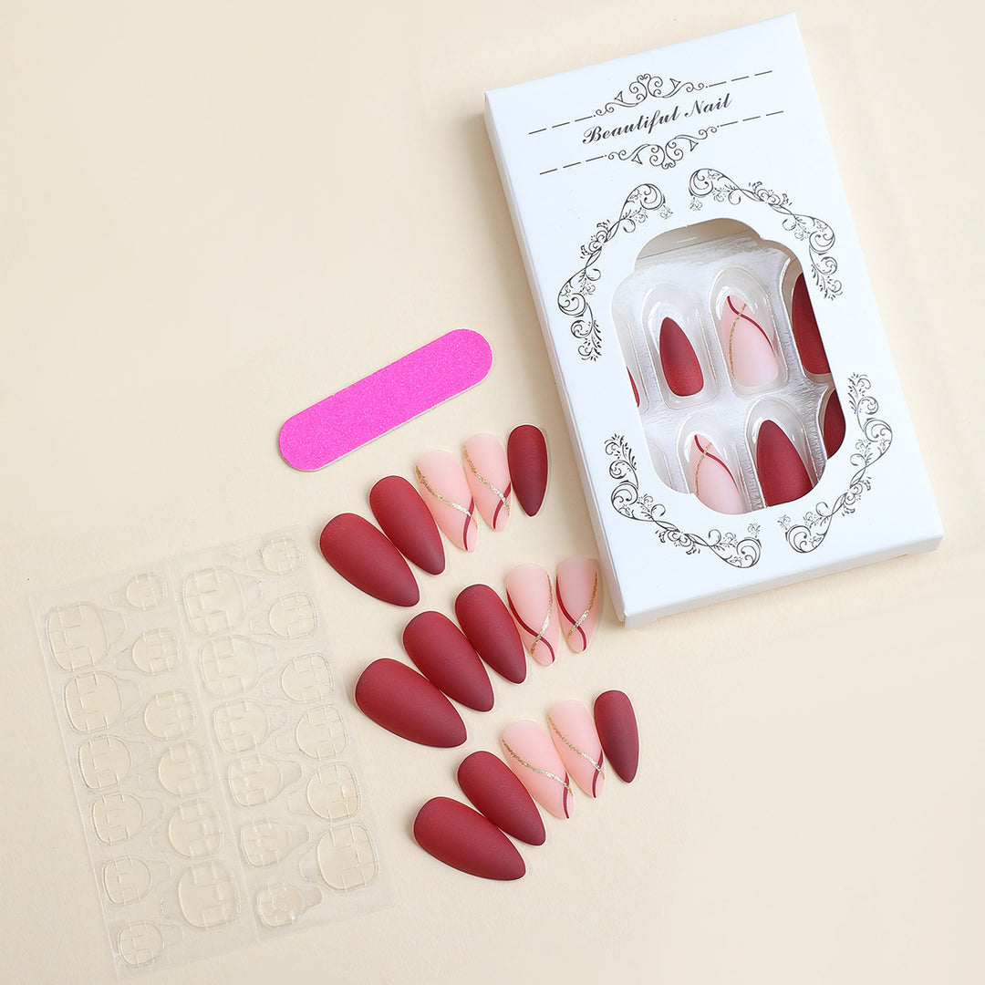 Elegant artificial nail set with matte finish and glamorous accents Bowlift