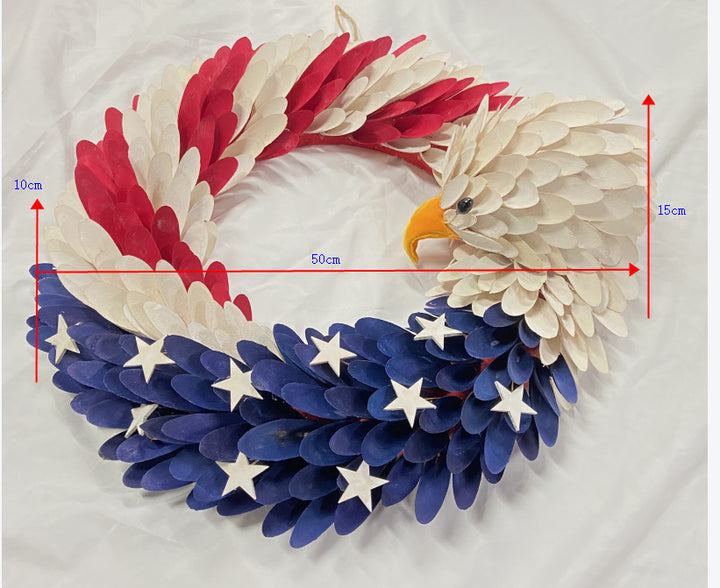 Unisex nan more patriotic door wreath with realistic eagle head and handcrafted wooden feathers Bowlift