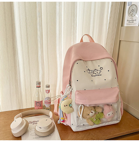 Cute Transparent Panel School Backpack
