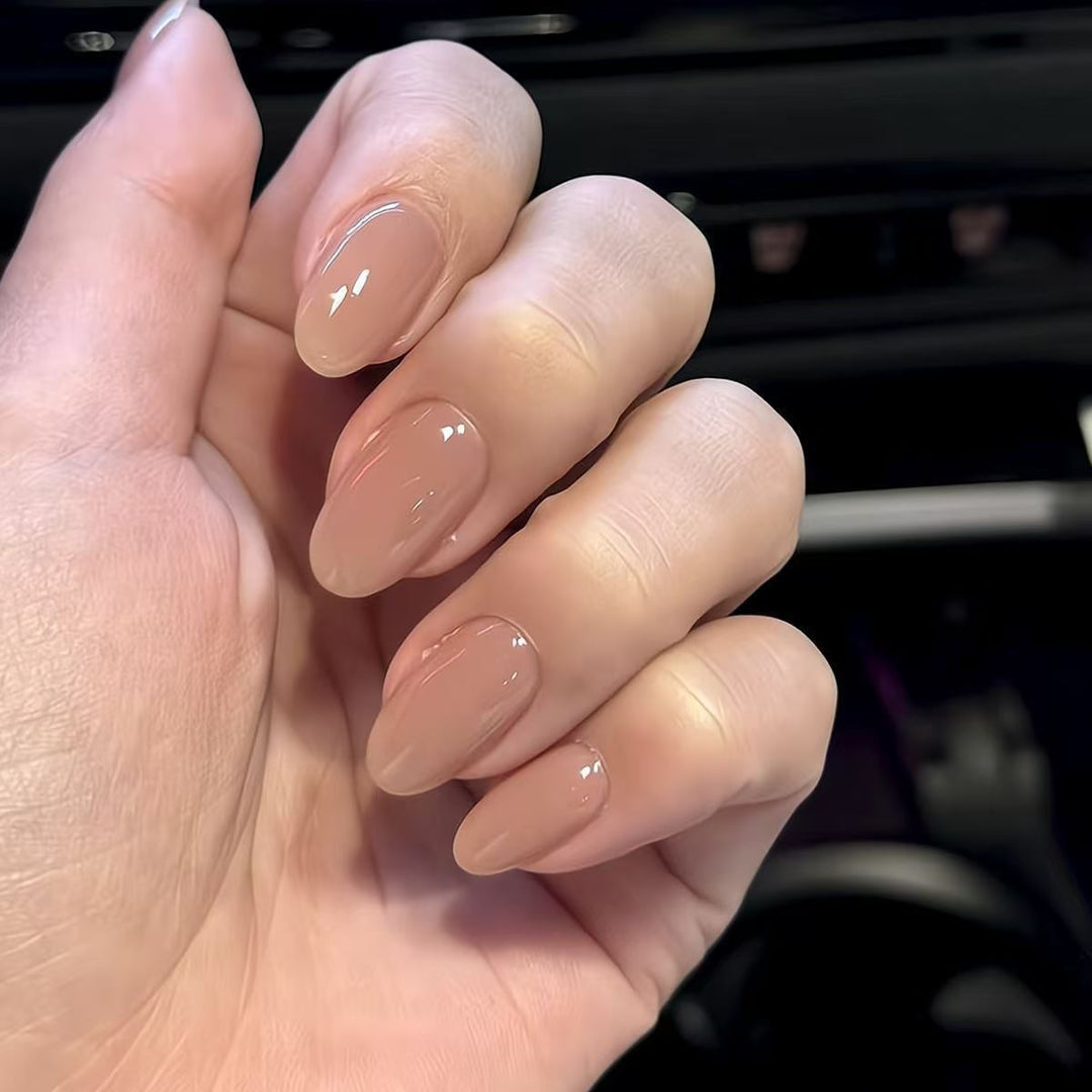 Glossy Almond-Shaped Press-On Nails Bowlift