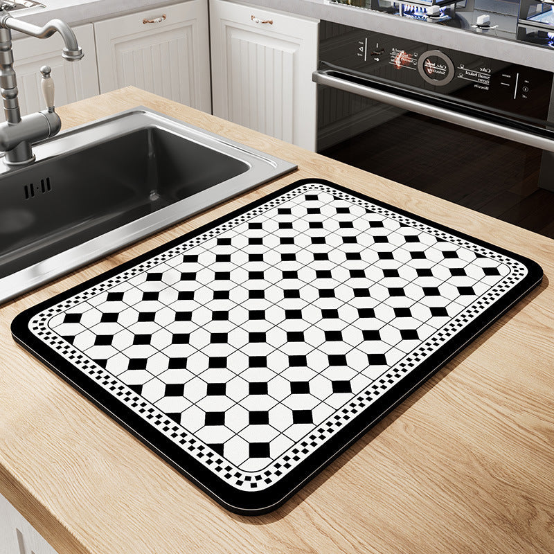 Vintage Mosaic Kitchen Counter Mat Bowlift