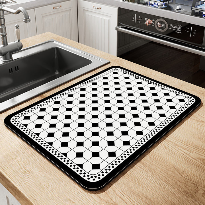 Vintage Mosaic Kitchen Counter Mat Bowlift