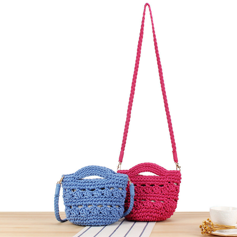 Playful macrame shoulder bag with braided handle Bowlift