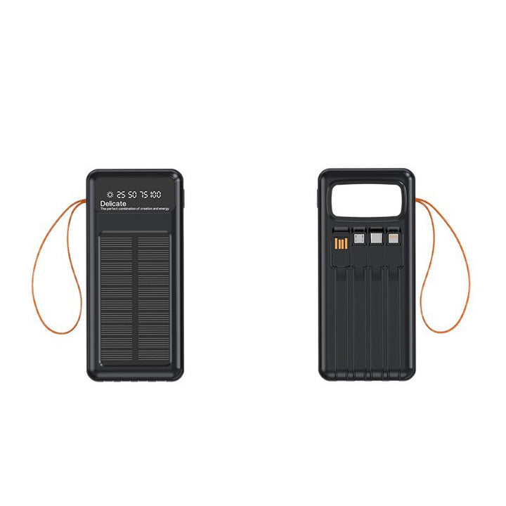 Solar Powerbank with Integrated Charging Cables and Digital Display Bowlift