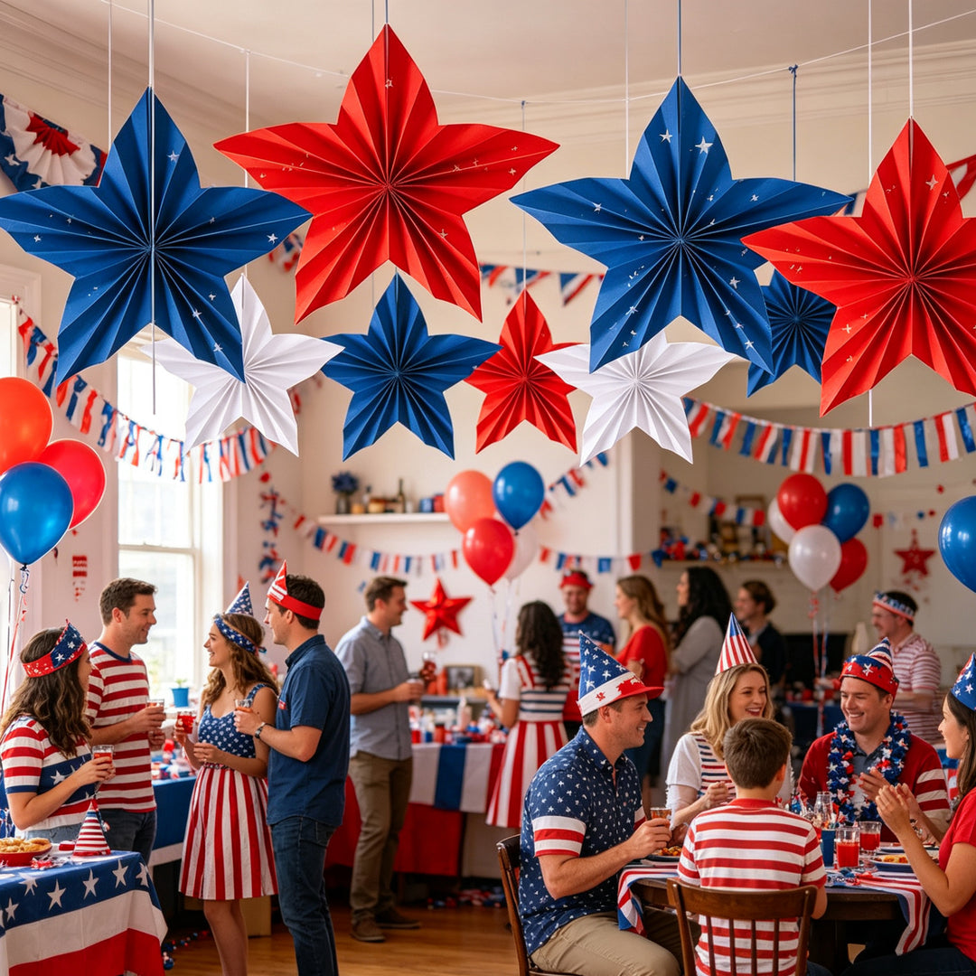 Unisex nan patriotic layered paper fan garland and star pennant banner Bowlift