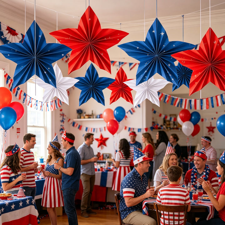 Unisex nan patriotic layered paper fan garland and star pennant banner Bowlift