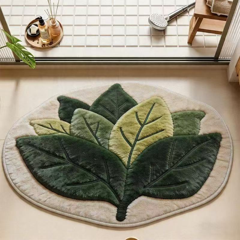 Leaf-Shaped Plush Memory Foam Bath Mat