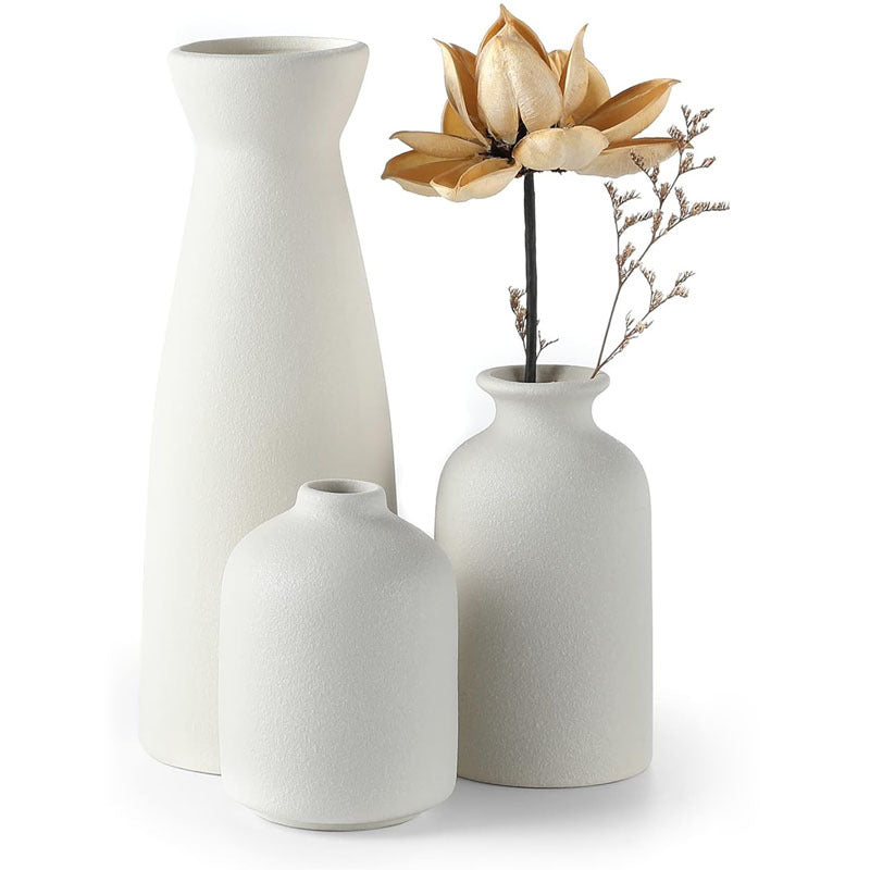 Textured Ceramic Flower Vase Set