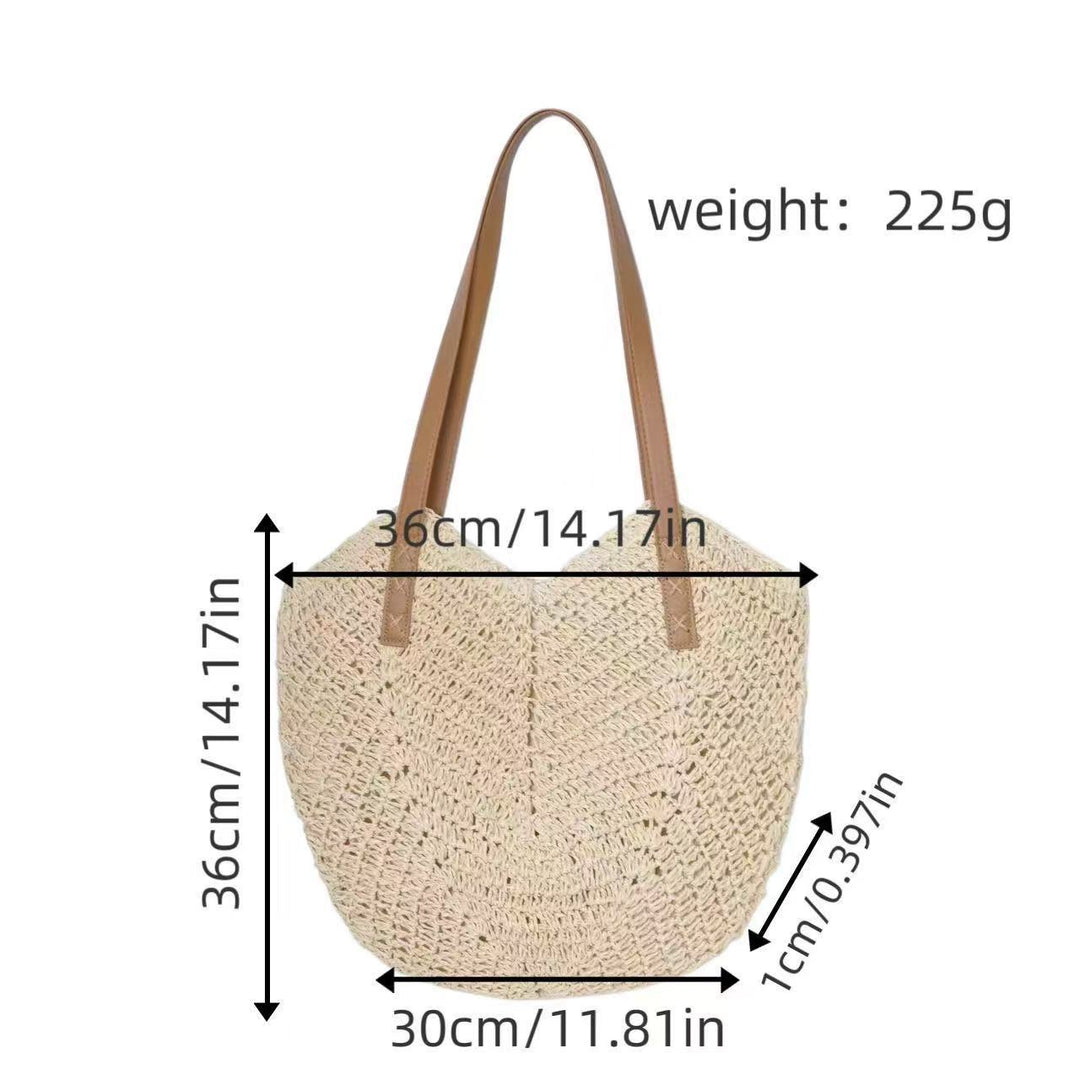 Beach bag with fashionable woven pattern and robust leather straps Bowlift