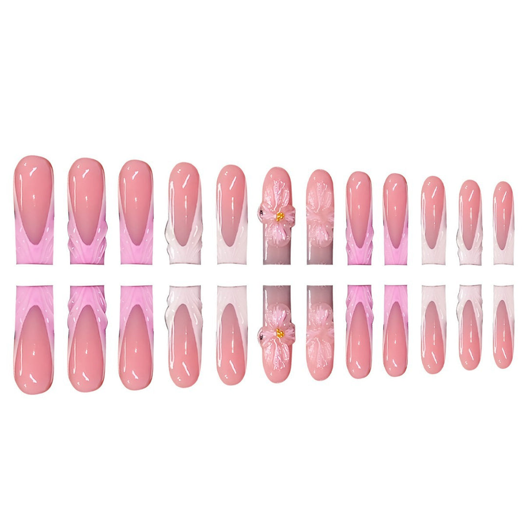 3D Floral Design Press-On Nails Bowlift