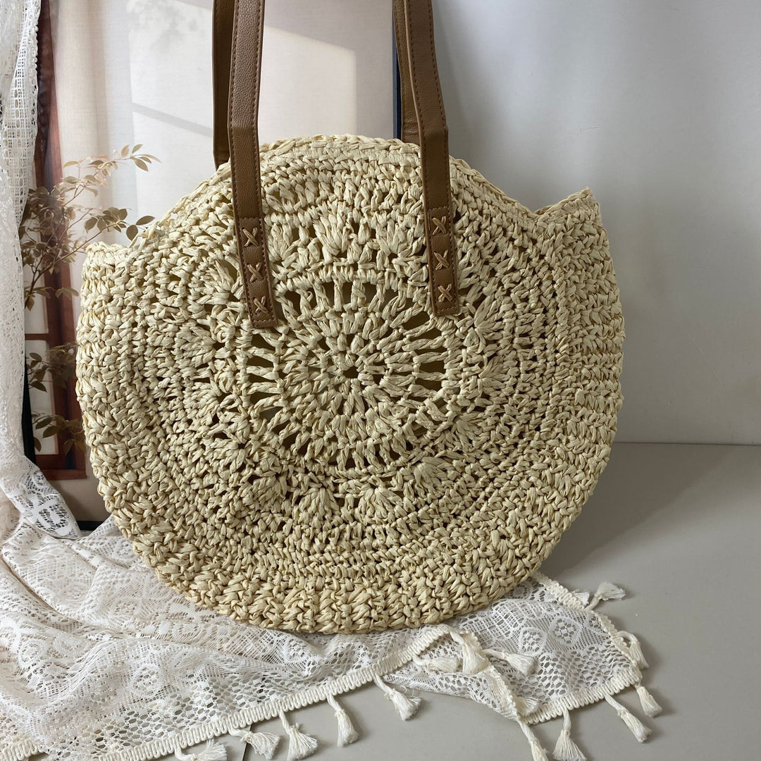 Handcrafted basket bag with unique circular pattern Bowlift
