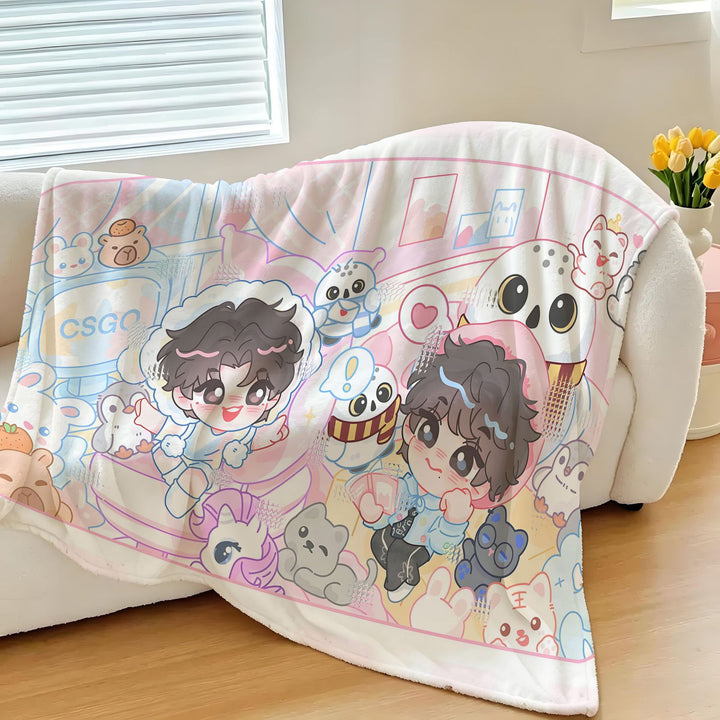 Cartoon Character Printed Fleece Throw Blanket