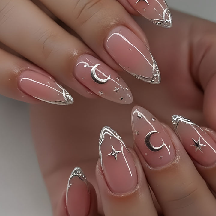Celestial Themed Stiletto Nail Art Tips Bowlift