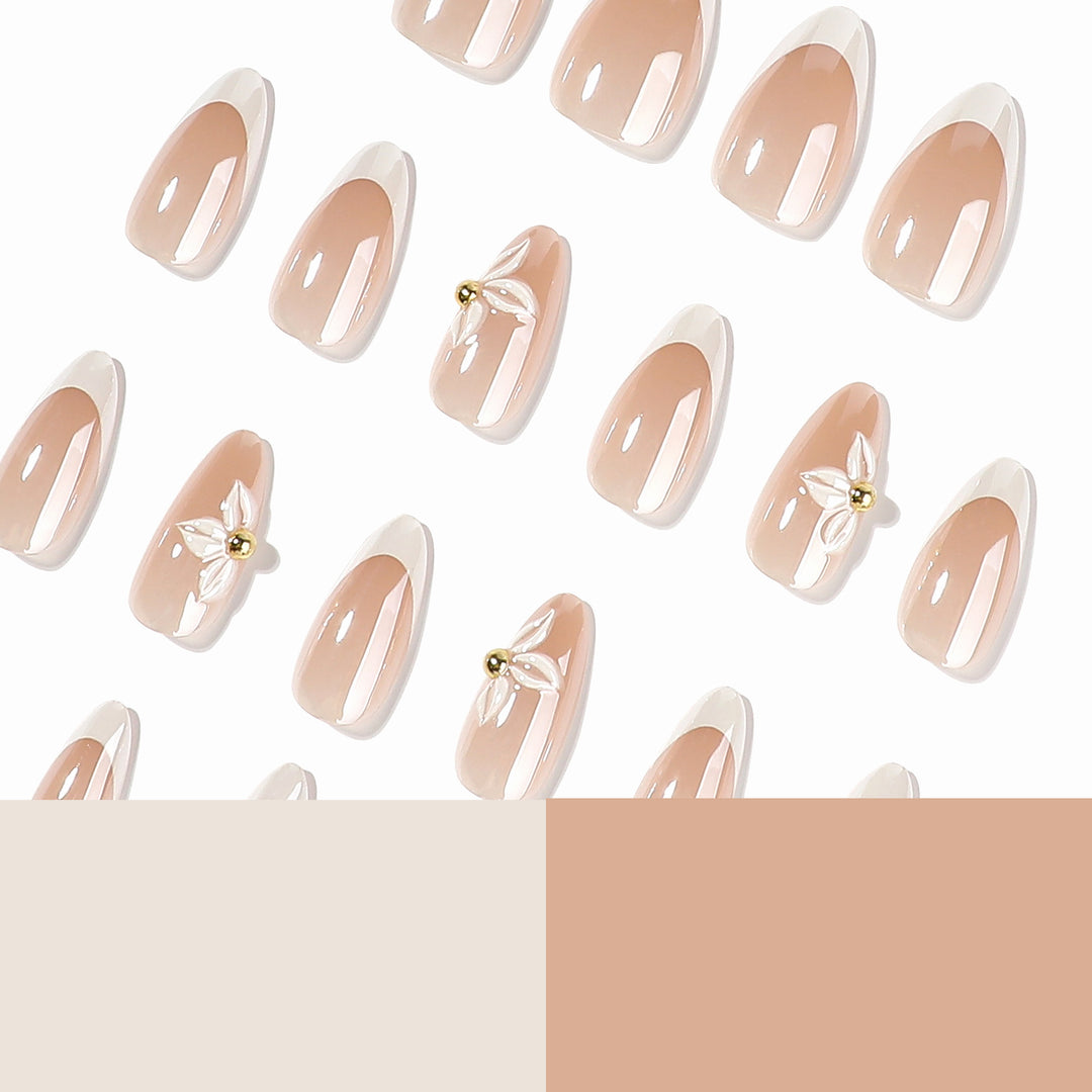 Artful stiletto nails with elegant floral design Bowlift