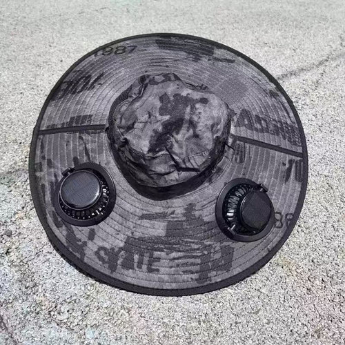 Ventilated outdoor fishing hat with two rechargeable fans, waterproof material and adjustable chin strap Bowlift
