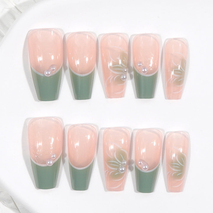 Floral-Design Acrylic Press-On Nails Bowlift